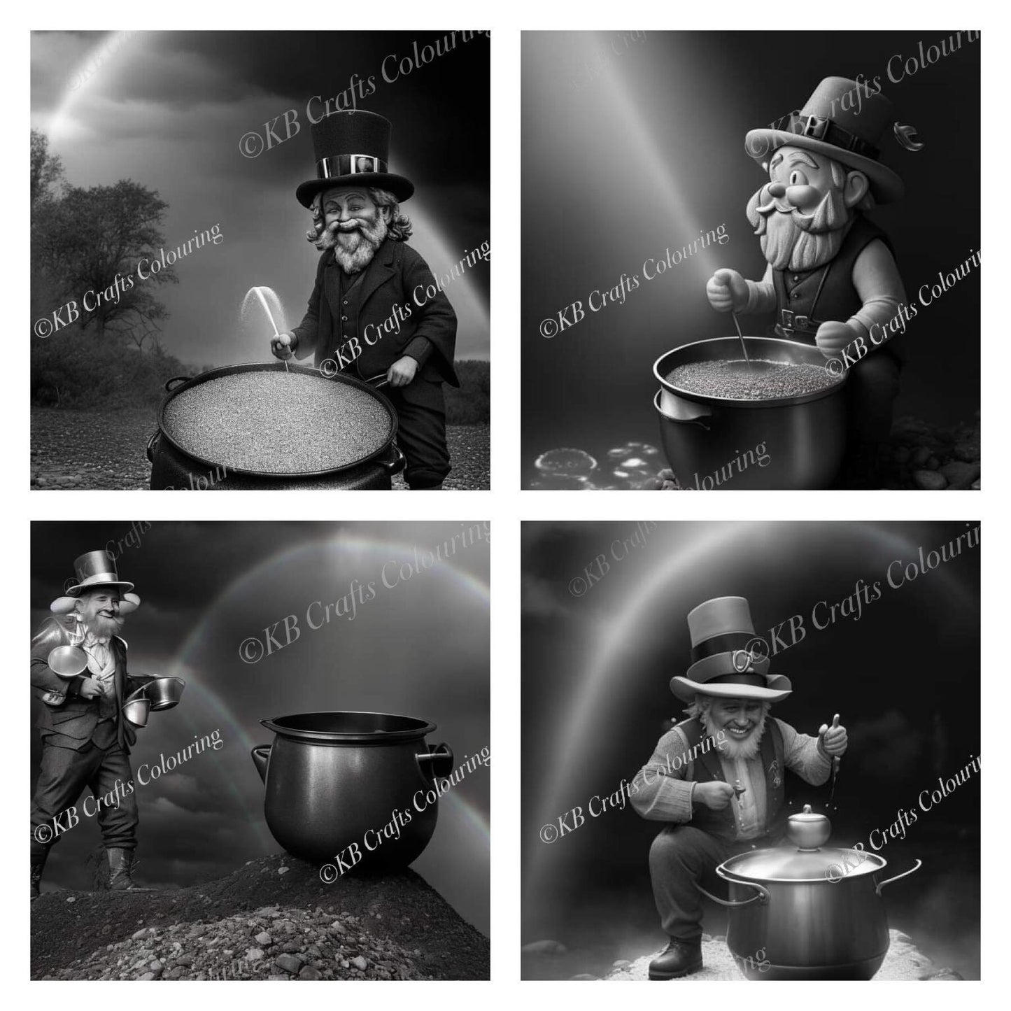 Little Green Men (AKA Leprechauns) AI Colouring Images