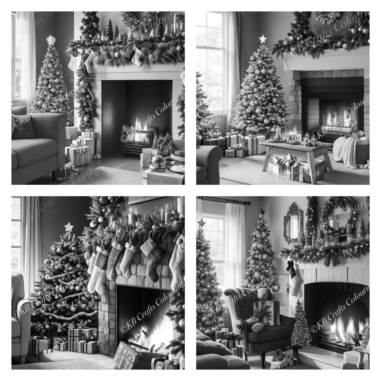 AI Greyscale Christmas in July images. Light and Dark versions.