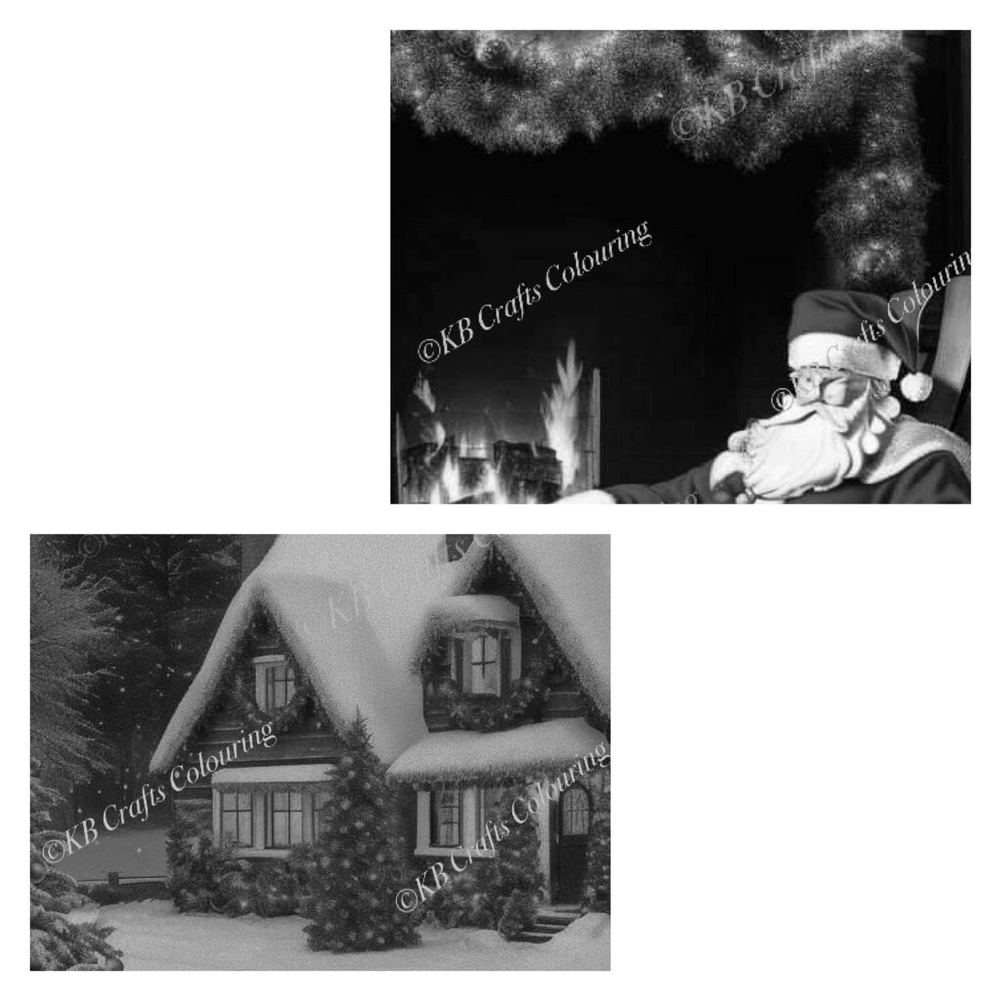 AI Greyscale Christmas in July images. Light and Dark versions.