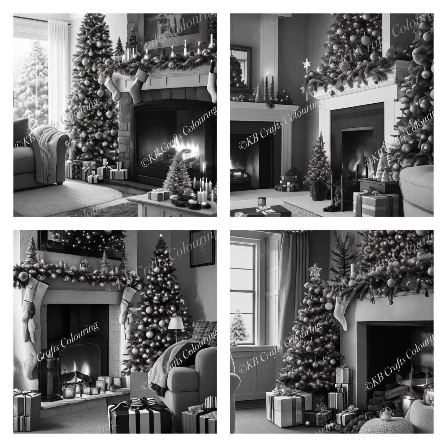 AI Greyscale Christmas in July images. Light and Dark versions.