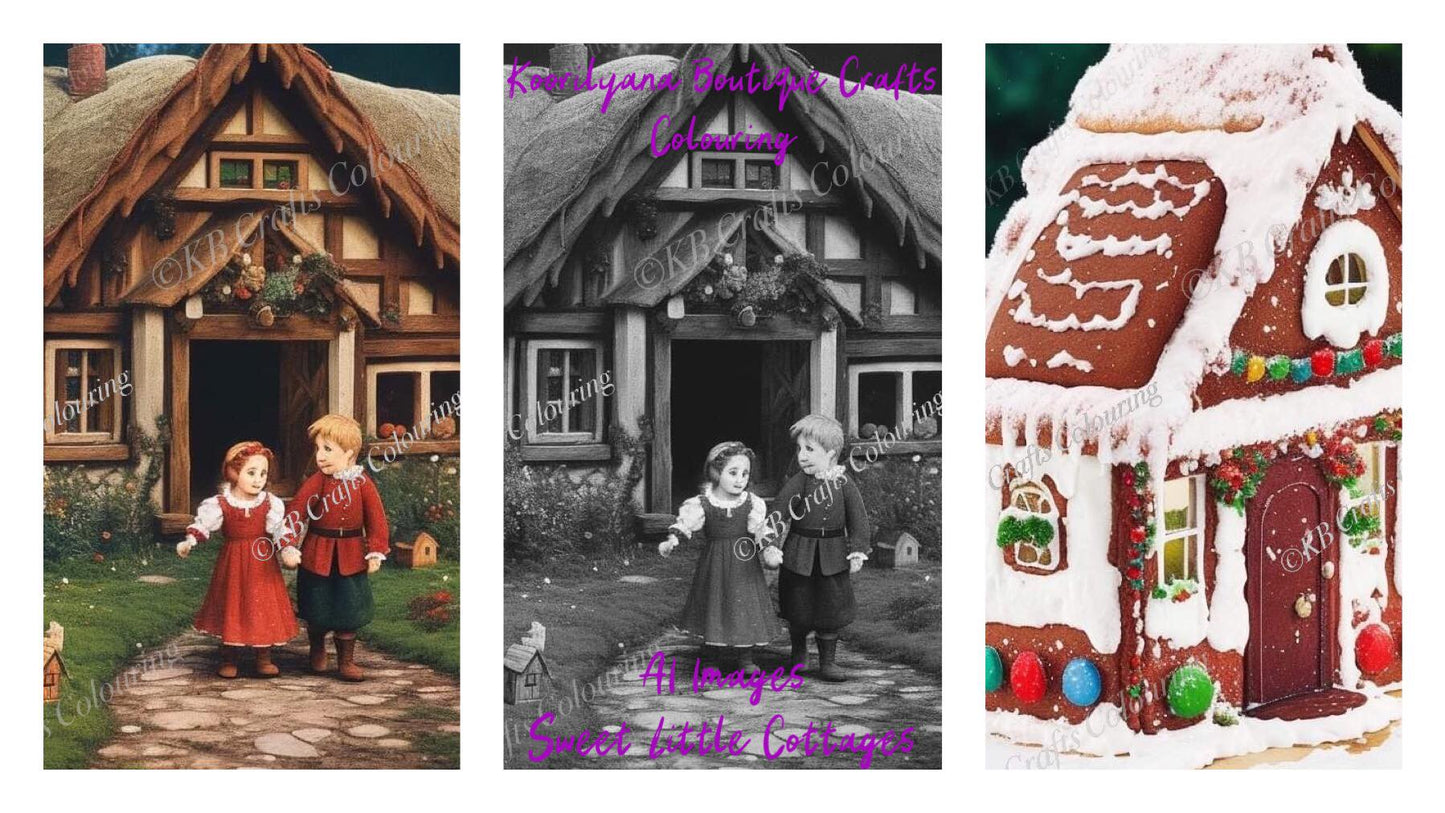 Sweet Cottages, Light and Dark Greyscale AI versions.