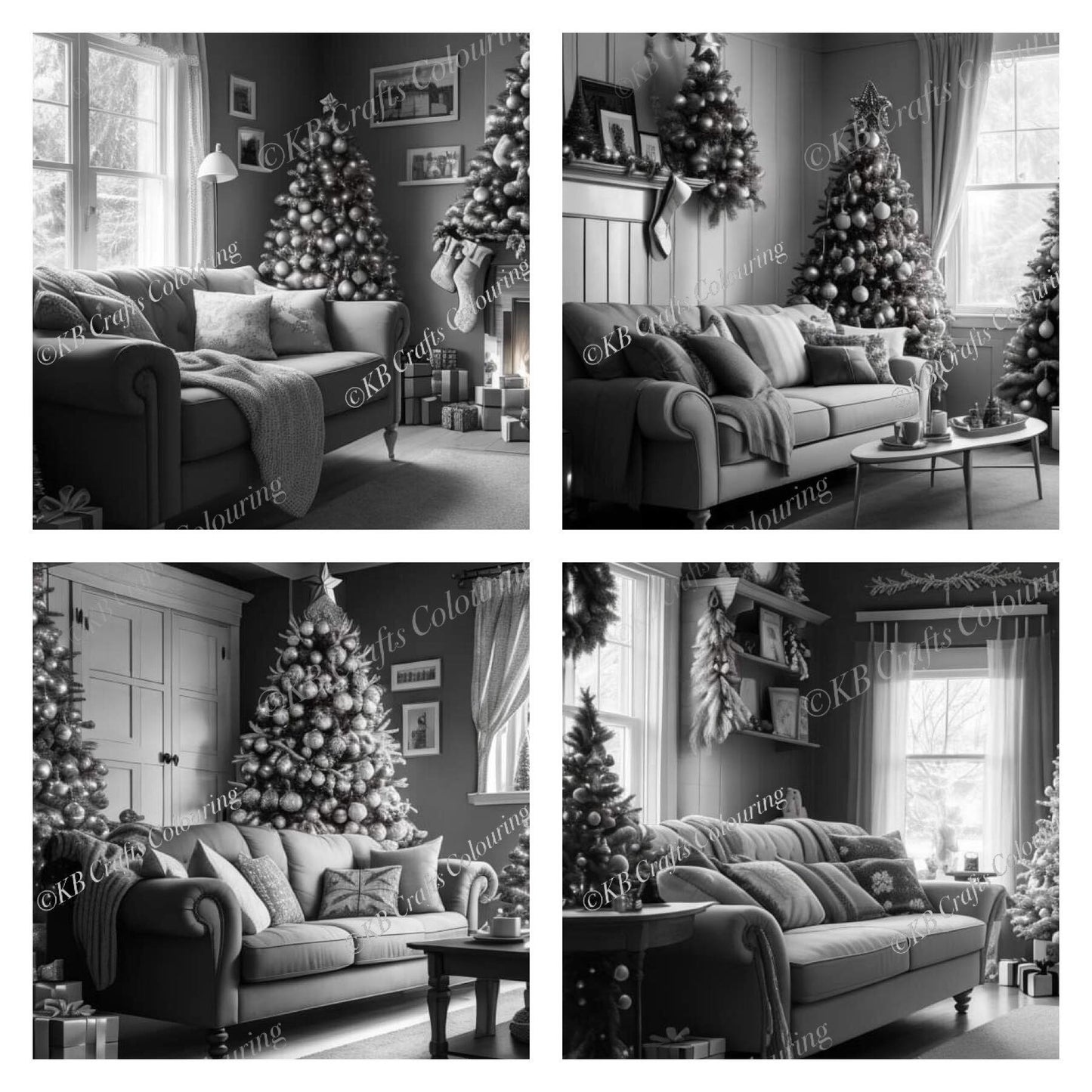AI Greyscale Christmas in July images. Light and Dark versions.
