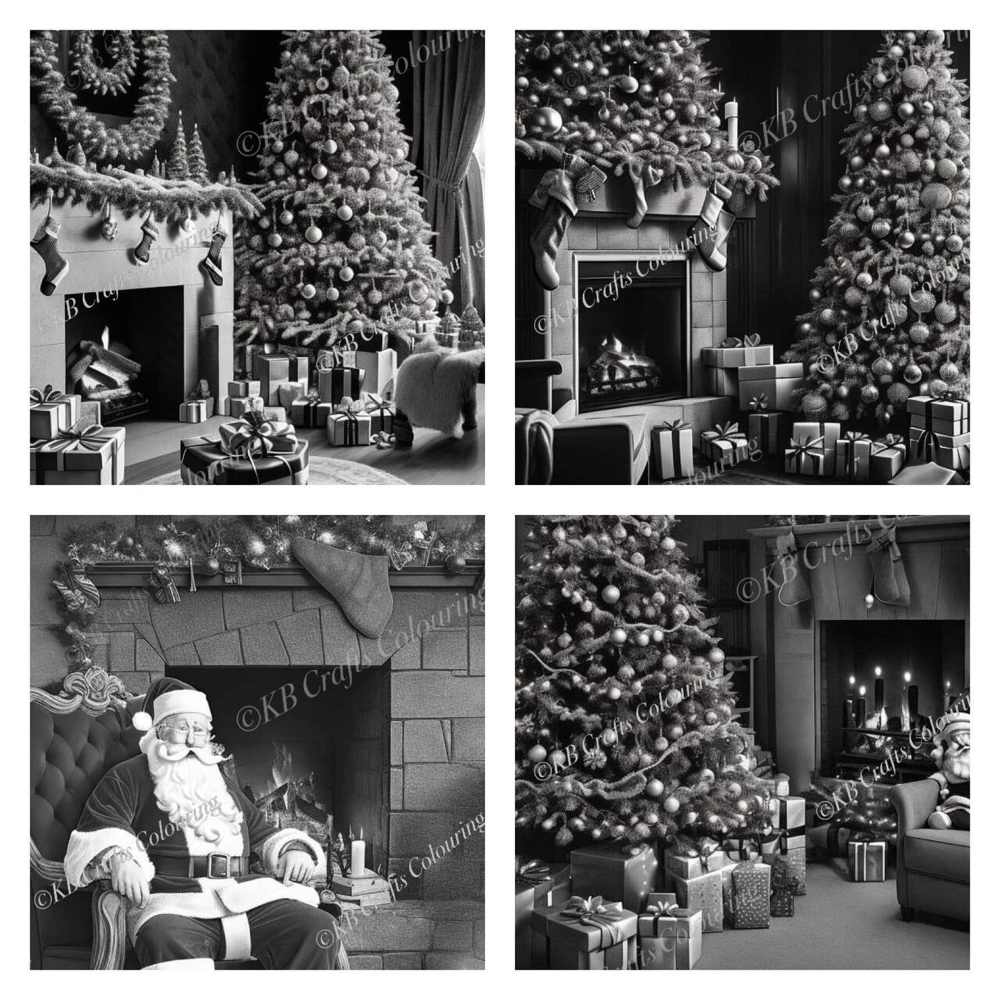 AI Greyscale Christmas in July images. Light and Dark versions.