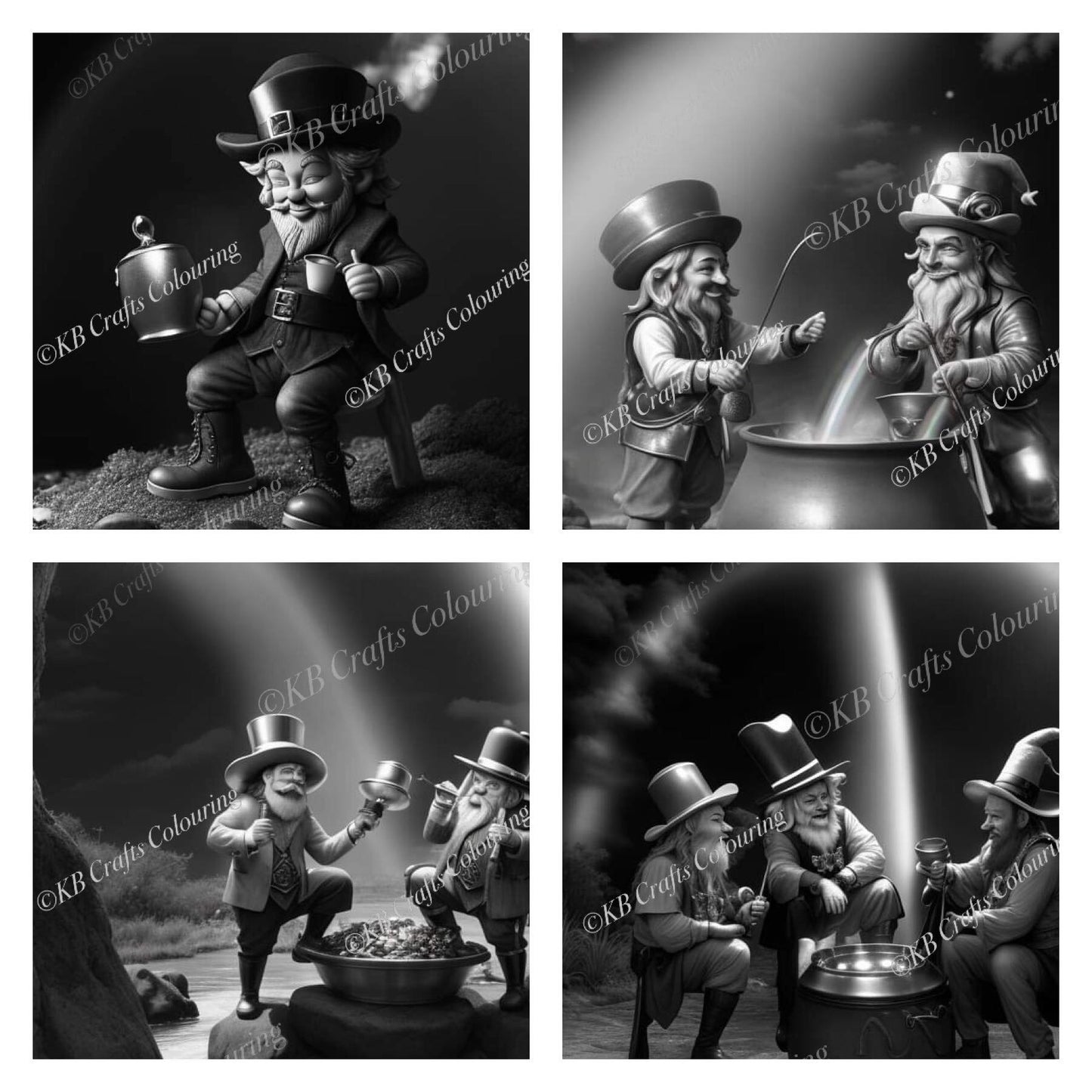 Little Green Men (AKA Leprechauns) AI Colouring Images