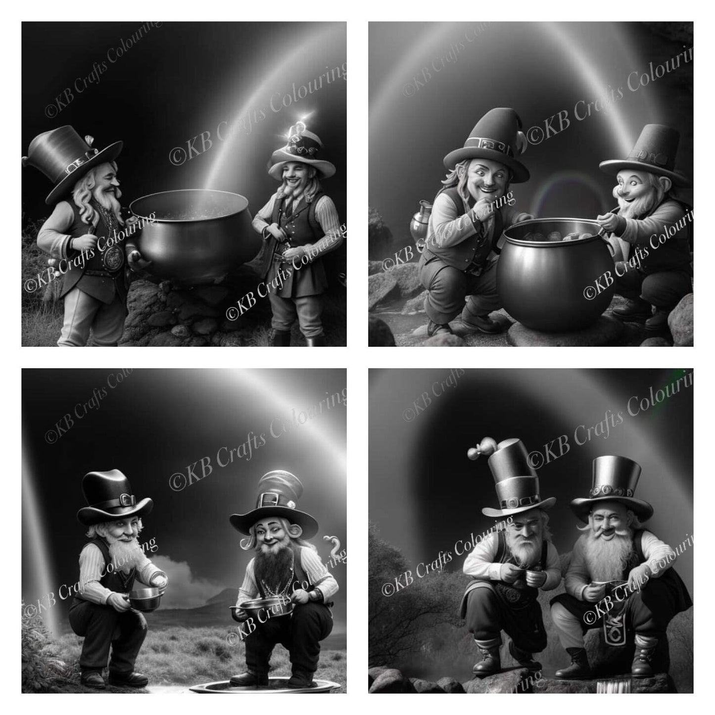 Little Green Men (AKA Leprechauns) AI Colouring Images