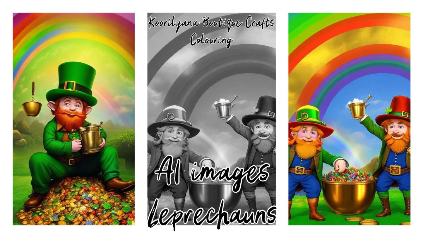 Little Green Men (AKA Leprechauns) AI Colouring Images
