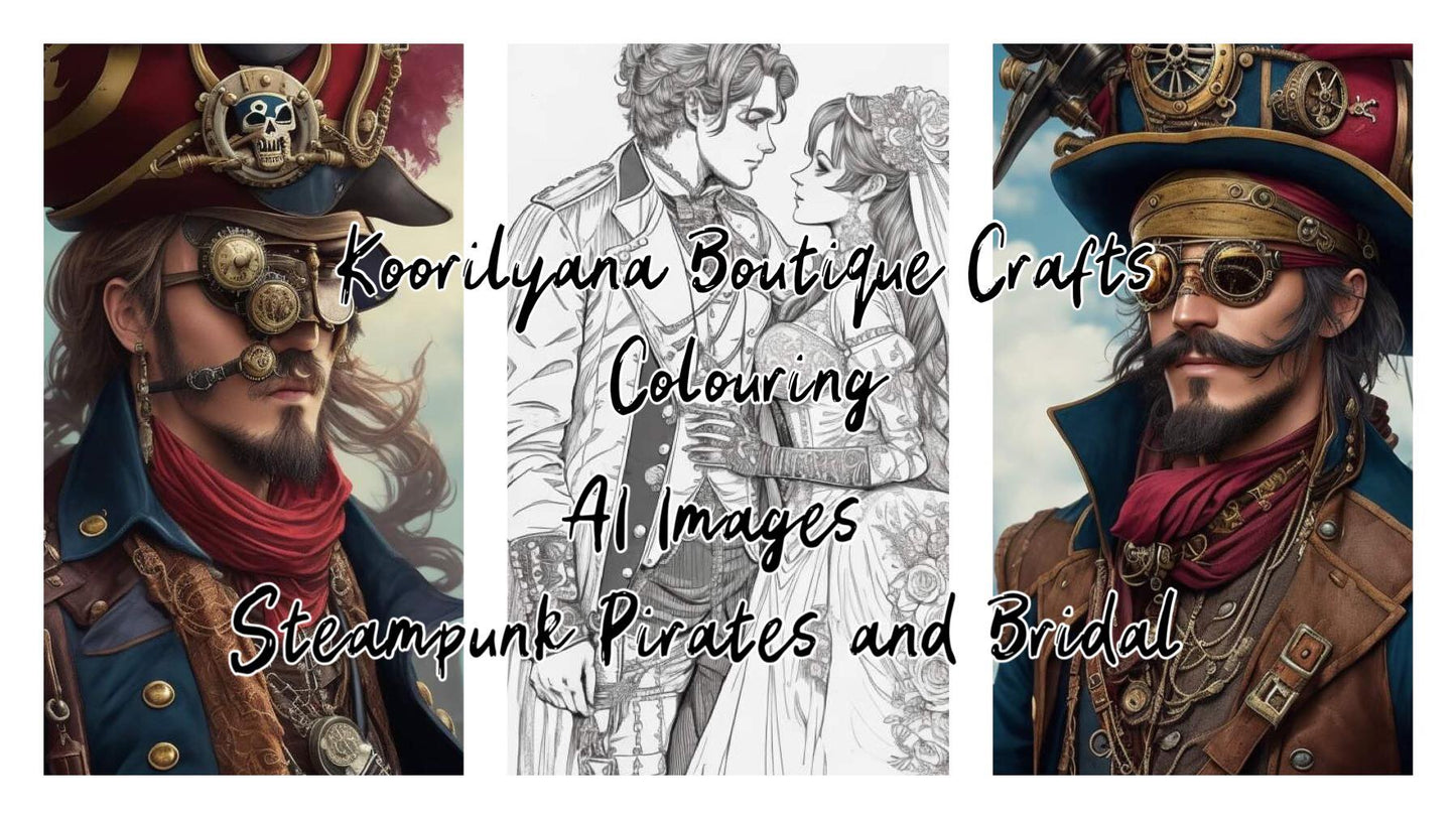 Steampunk Pirates and Bridal AI Images for Colouring.