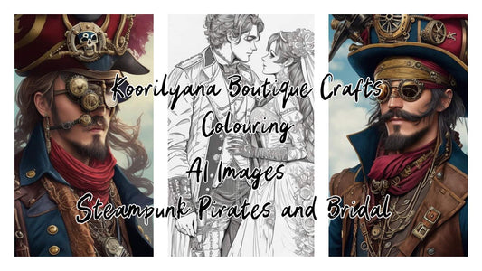 Steampunk Pirates and Bridal AI Images for Colouring.