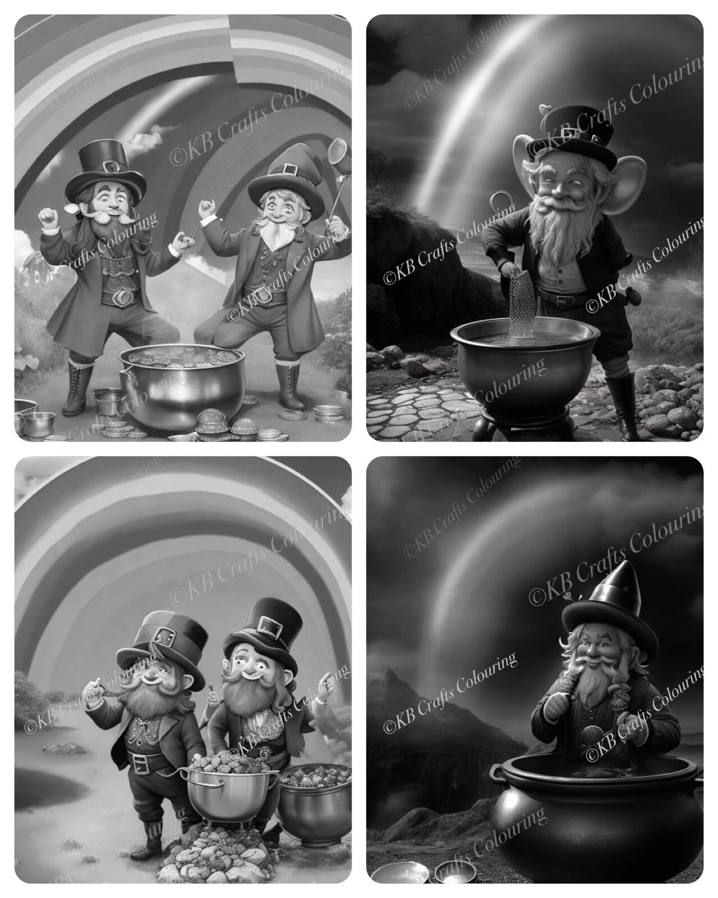 Little Green Men (AKA Leprechauns) AI Colouring Images