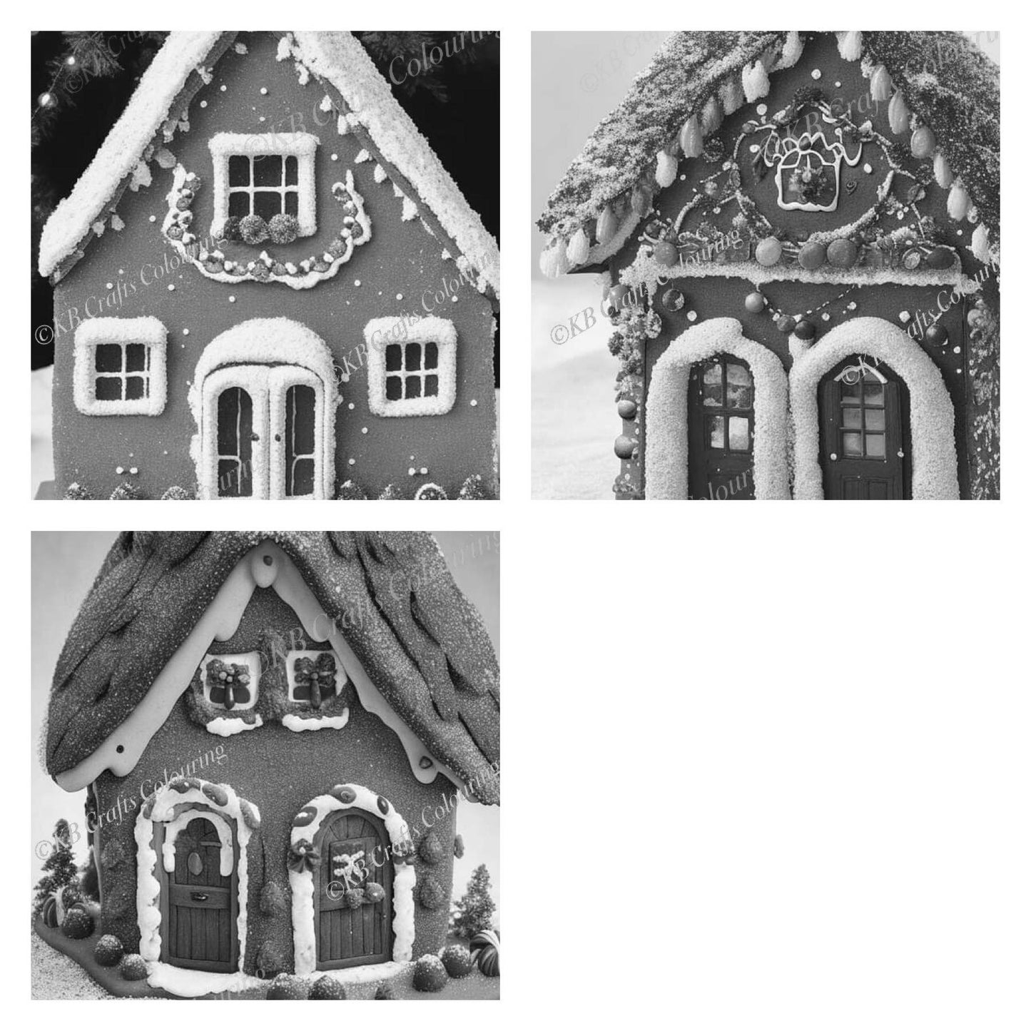 Sweet Cottages, Light and Dark Greyscale AI versions.