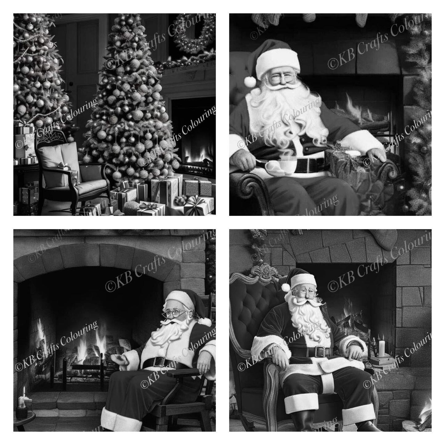 AI Greyscale Christmas in July images. Light and Dark versions.