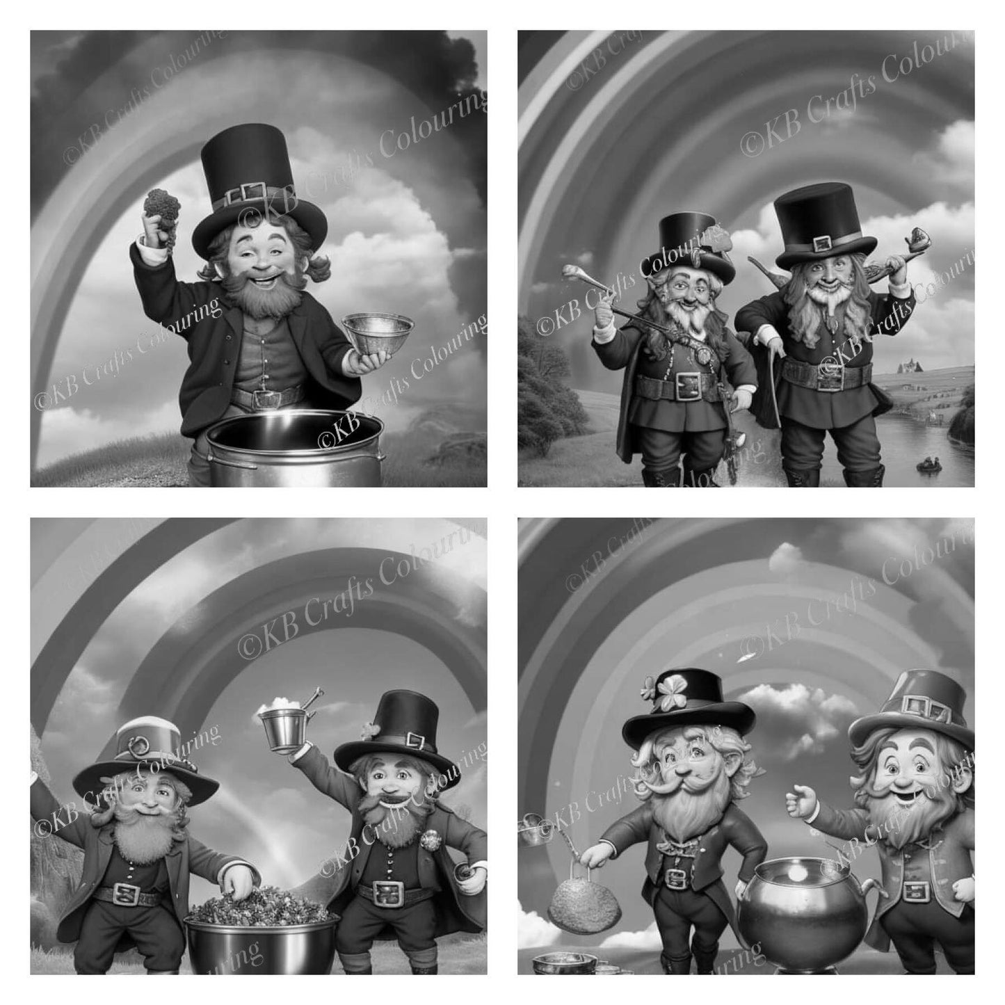 Little Green Men (AKA Leprechauns) AI Colouring Images